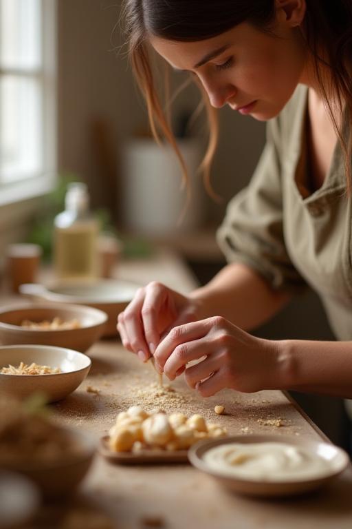 Founder working on handmade cosmetic products